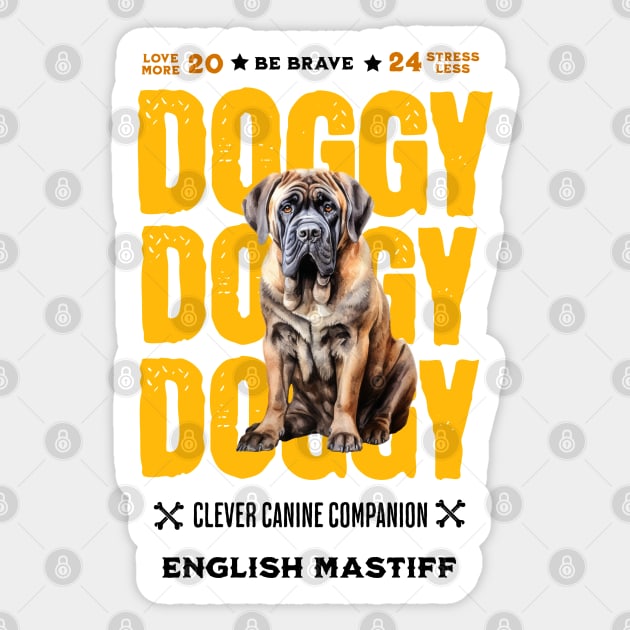 Doggy English Mastiff Sticker by DavidBriotArt